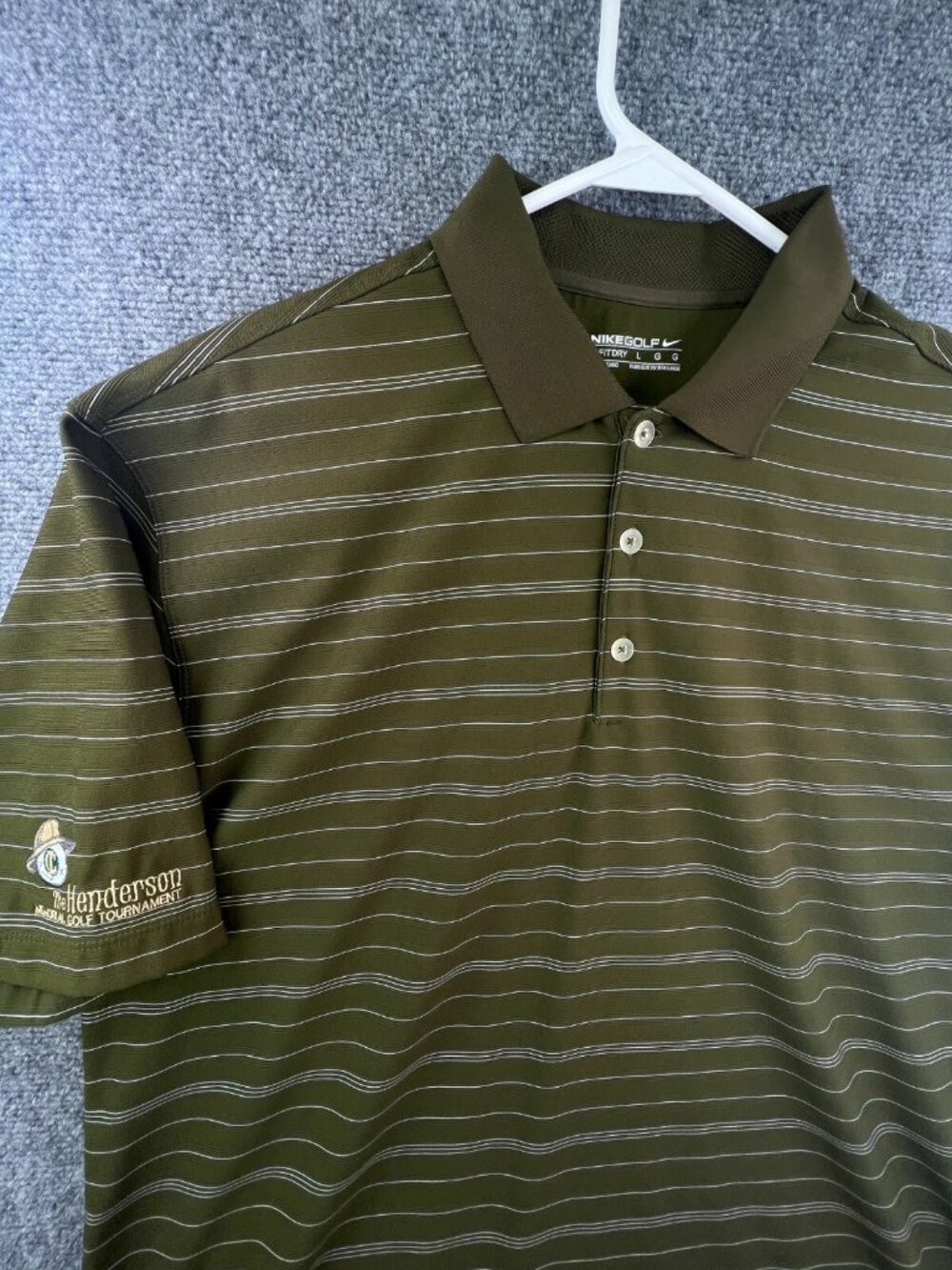 Nike Henderson Memorial Golf Tournament Large Striped Green Polo Short Sleeve